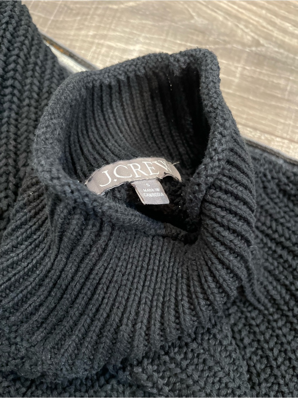 J. Crew womens Black Ribbed Turtleneck Sweater - Chunky Knit